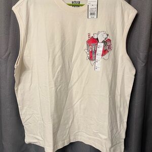 Men's Cream Graphic Tank Top
